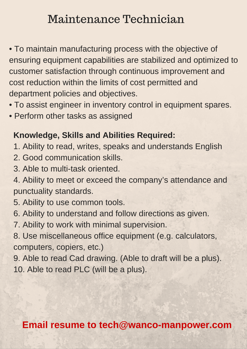 Semiconductor Jobs Wanco Manpower